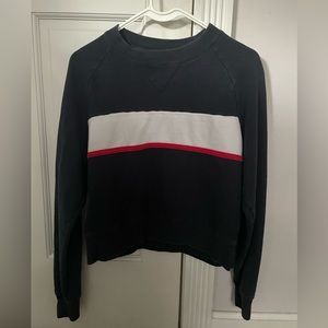 John Galt / brandy melville dark navy and white and red striped crewneck